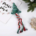 Kerstboom hondenknuffel met kleurrijk borduursel en rood-wit-groen gevlochten katoenen touw - Kerstboom