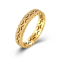 Elegante anello in acciaio inossidabile dorato con motivo a foglia e trama sabbiata - 5# / Oro