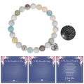 Bracciale di perline multicolore con proiezione a cuore e biglietti d'auguri inglesi - Amazonite / Alla mia mamma migliore