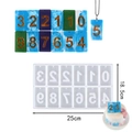Translucent silicone mold for DIY resin number pendants with blue marble finish - 60-739 (Numbers 0-9)