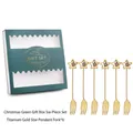 Christmas gift set with six golden star pendant forks in a dark green window box - Silver / 304 Stainless Steel Five-pointed Star Pendant Fork 6pcs (gift Box)