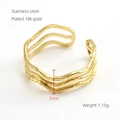 Minimalistische 18k vergulde golfstructuur roestvrijstalen verstelbare ring dames - Drielaagse Golfstijl / Goud (766-Goud)
