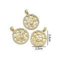 Goldener Herz-MOM-Anhänger mit Zirkonia-Besatz für Muttertags-Halsketten-Schmuck - Herz Rund MAMA (Mikro-Inlay)