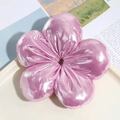 Macro view of metallic pink large flower hair tie on a decorative beige tray - Pink Purple (Approx. 17.5cm)