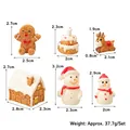 Miniature Christmas resin figurines set including gingerbread man and snowman models - Snow House Cake [6-piece set]