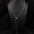 Elegante goldfarbene Y-Halskette mit weißen Perlen und Maiglöckchen-Anhängern für Damen - Maiglöckchen Anhänger Stil