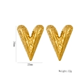 Orecchini romboidali vintage dorati martellati a forma di V con finitura materica - 1145 Martellato a Forma di V / Oro