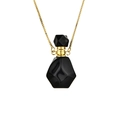 Gold chain necklace featuring a geometric black stone perfume bottle pendant charm - Black Stone