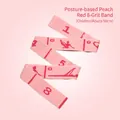 Pink 8-loop yoga stretching strap with digital markings and posture guides for fitness - Pose-printed Peach Pink 8 Grids