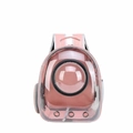 Pink pet carrier backpack with space capsule transparent window for cats and small dogs - Nude Pink Transparent Shell Space Capsule Black Ring