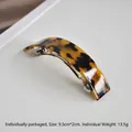 Tortoiseshell acetate hair clip with metal spring clasp, 9.5cm length and 13.5g weight - S252-102 Tortoiseshell Curved Clip