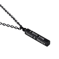 Black stainless steel bar pendant necklace engraved with I love you Forever & Always - Black