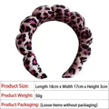 Pink leopard print sponge headband with soft plush fabric and thick padded design - 18# Gold Velvet Purple Black Leopard Headband