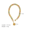 Vergoldetes Gliederkettenarmband mit Lucky-Coin-Anhänger und bunten Emaille-Akzenten - Bunt
