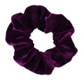Deep purple velvet hair scrunchie with soft plush texture on white background - Deep purple