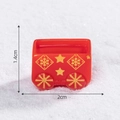 Miniature red Christmas train ornament with gold snowflakes and stars on snowy base - 2.0x1.4cm / 4# Red Square Carriage