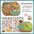 3D Sunshine Ranch DIY sticker set with farm animals and barn for scrapbooking decor - Sunshine Pasture