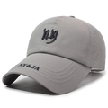 Gray quick-dry baseball cap with side laser-cut vents and 3D 'NY' embroidery details - Adjustable / Gray