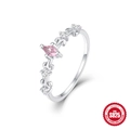 S925 sterling silver ring with marquise cut pink gemstone and white cubic zirconia - US 7 / White Gold #9 (Pink Marquise Cluster)