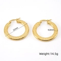 Goldene Edelstahl 32mm Creolen mit gravierten Sternen und klobigem 4,8mm Design - 18K Gold / Gold
