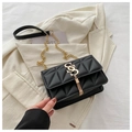 Chic black quilted chain bag with gold SS logo and elegant metal tassel detail - Black