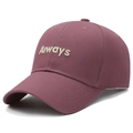 Deep burgundy cotton baseball cap with cream Always embroidery and curved brim - Adjustable / Purple