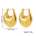 Polished 18K gold chunky C-hoop earring details showing 29mm height and 27mm width - C-shaped Voluminous Style