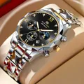 Orologio al quarzo con quadrante nero e cinturino in acciaio bicolore argento oro - Quadrante Nero Bicolore (2741)