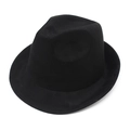 Detalle de un sombrero fedora negro de fieltro vintage con diseño de copa estructurada - M (56-59cm) / Negro (Gamuza)