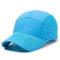 Lightweight breathable bright blue baseball cap with laser-perforated side mesh panels - Adjustable / Sky Blue