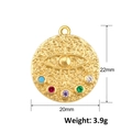 Detail view of gold evil eye pendant with 20mm width and 3.9g weight specifications - A0568 (Five Color Zircon Eye Round)