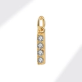S925 silver vertical bar charm with gold plating and four round zircon stones - Gold (Letter I)
