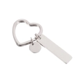 Silver stainless steel heart keychain with rectangular and circular pendant charms - Steel