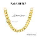 Dettaglio della collana cubana dorata da 13mm con fibbia in strass e lunghezza 500mm - Chiusura in Strass (Bracciale) / 21cm / Oro