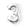 Silver metallic number 3 foil balloon for birthday party and wedding decorations - 40 Inch Number 3-Silver