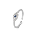 Anello regolabile in argento sterling S925 con zaffiro blu e zirconi bianchi puri - Argento 925 / Colore Platino
