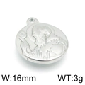 Pendentif Marie ovale en acier inoxydable argenté, 16 mm de large et 3 g de poids - Style Ovale Argenté (KLJ4868-Z)