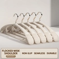 Set di 5 grucce in velluto bianco crema antiscivolo con supporto spalla largo senza tracce - Bianco Crema Spalla Larga / Set da 30