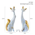Modern ceramic fox statues with blue marble texture and gold accents, height 24cm - KY183 Blue Gold Marble