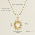 Gold plated stainless steel double layer necklace with oval zircon sunflower pendant - Sunflower / White