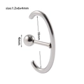 Polished silver stainless steel C-shaped ear cartilage piercing stud in 1.2x6x4mm size - 1.2x6x4mm / Steel