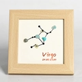 Handcrafted Virgo zodiac frame with natural polished stones in a light wood frame - Virgo