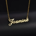 Personalisierte Jasmine Namenskette aus 18K vergoldetem Edelstahl für Damen - Jasmine Name Stil / Stahlfarbe