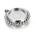 Colgante redondo de acero inoxidable plateado con borde trenzado para hacer joyas - 18mm / Color Acero
