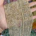Faceted pale yellow natural stone beads strand with light champagne gemstone finish - Golden Rutilated Quartz 3mm