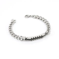 Pulsera cubana de acero de titanio 18K para hombre con incrustación texturizada negra y plata - Oro de 18K / Acero y Negro
