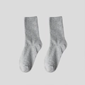 Light gray cotton blend mid-calf sports socks with elastic ribbed cuffs for daily wear - Single Elastic Long Socks / Gray