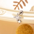 Silver star surgical steel stud earring with a square crystal and screw back - White (Single Piece)
