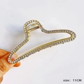 Grande pince à cheveux dorée de 11CM avec strass en cristal et design en métal ondulé - 128# Forme Convexe en Strass