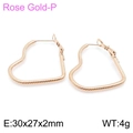 30mm heart shaped twisted hoop earrings in rose gold finish stainless steel - 30x27x2mm / Rose Gold